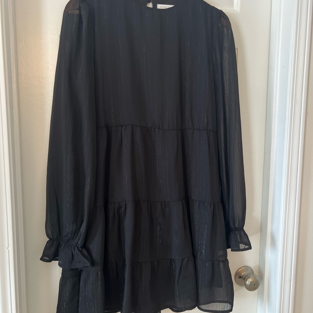 Altar'd State Black Sheer Sleeve Dress